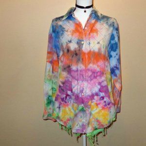 Acid Wash Tie Dye Denim Shirt